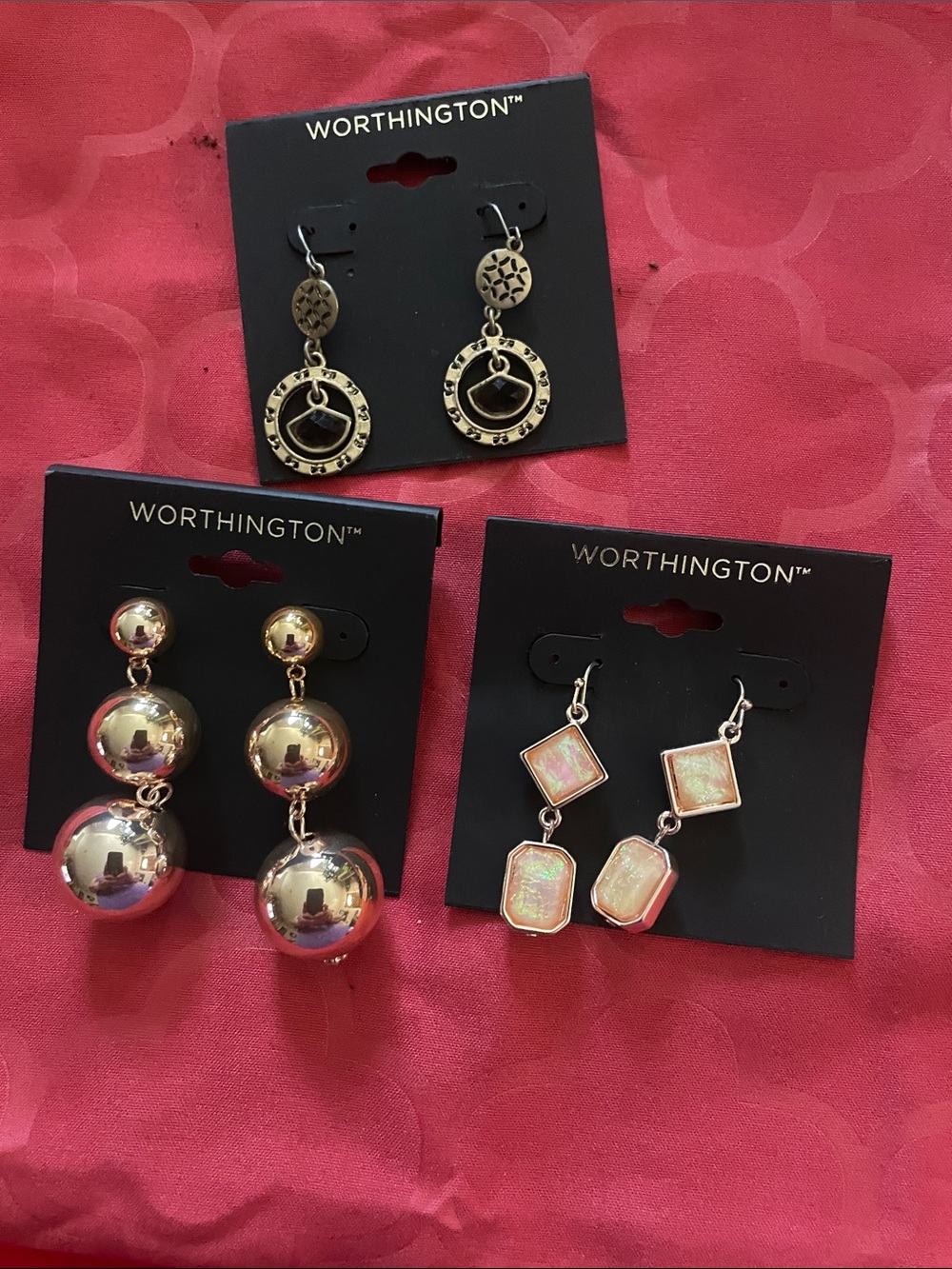 Worthington Gold-Tone Dangle and Drop Earrings Set